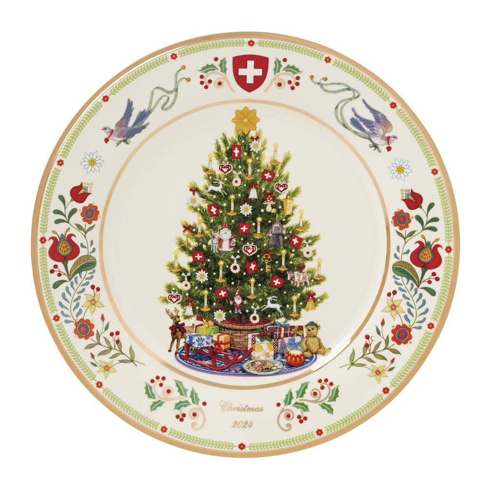 Lenox 2024 Trees Around The World Plate Switzerland Multi, IVORY PORCELAIN 896240