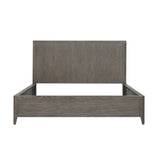 Pulaski Furniture Scott Living Griffith Queen Panel Bed Gray, Light Wood Split heart oak veneers and rubberwood solids P367-BR-K1