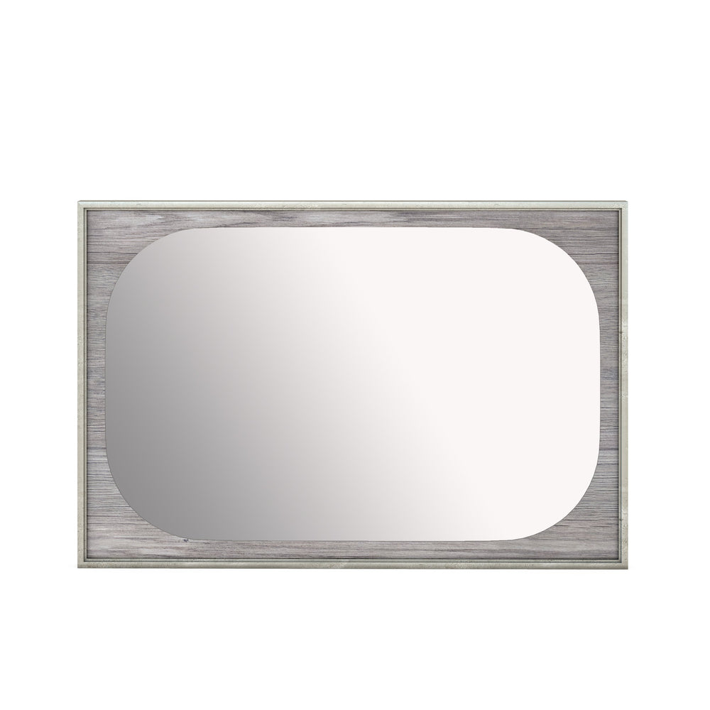 A.R.T. Furniture Vault Landscape Mirror - Versatile Wall Art In Mink Finish With Antique Silver Trim For Any Space Gray Parawood Solids,White Oak Veneers,Glass 285121-2354