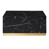 Homelegance By Top-Line Blaise Faux Marble Coffee Table with Casters Black Marble