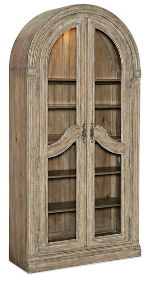 Hooker Furniture Castella Antique Slate Bunching Curio Cabinet — Storybook Curves, Seeded Glass, Adjustable Shelves & Lighting 5878-50001-80