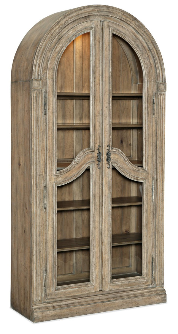 Hooker Furniture Castella Antique Slate Bunching Curio Cabinet — Storybook Curves, Seeded Glass, Adjustable Shelves & Lighting 5878-50001-80