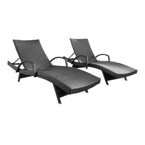 English Elm Christopher Knight Home® - Salem Pe Wicker Chaise Lounge Set - Stylish Adjustable Outdoor Seating For Poolside Comfort & Relaxation 52005.00ARMGRYMP2