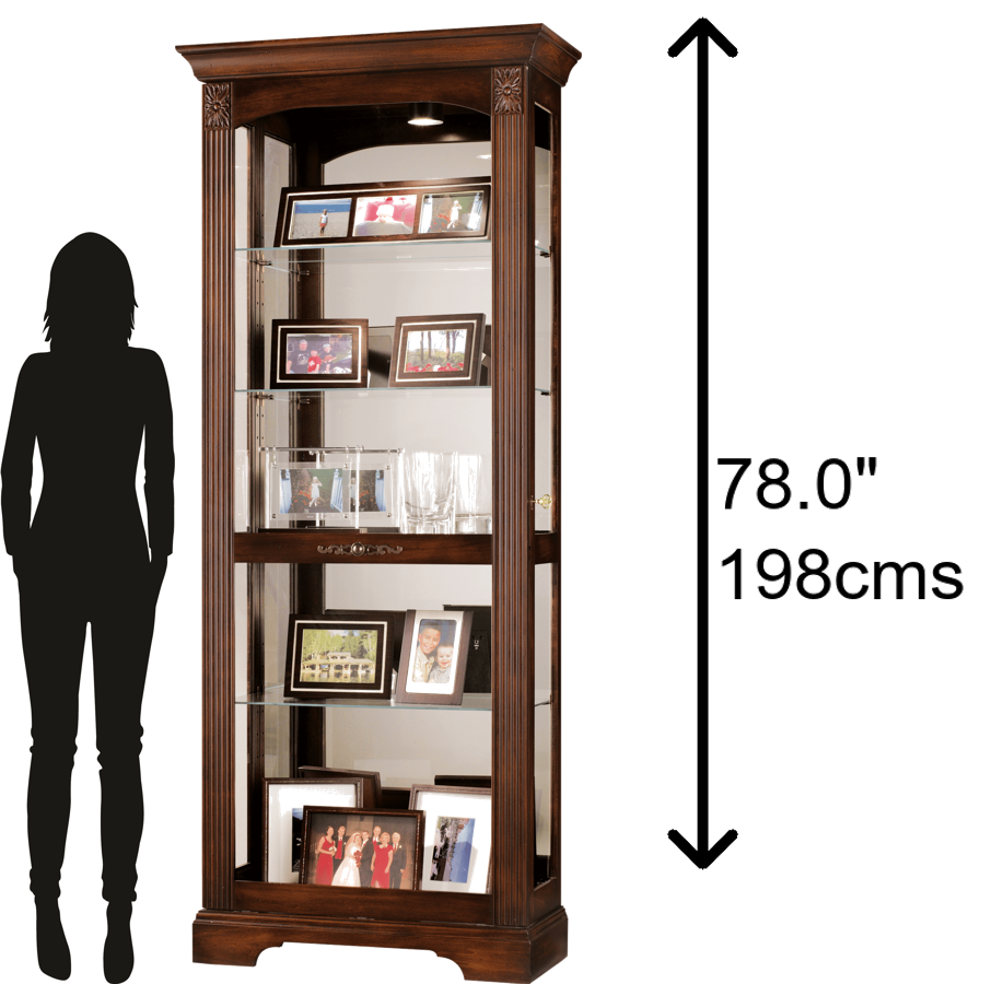 Hekman Furniture 680420 Howard Miller Lighted Curio Cabinet – Elegant Display With Adjustable Glass Shelves & Locking Door Hampton Cherry Ricardo Curio Cabinet 680420