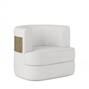 A.R.T. Furniture Cassat Barrel Swivel Chair: Casual Contemporary Design With Washed Oak Finish And 360-degree Swivel Base White Parawood Solids With Ash Embossing,Foam,Fabric 522516-5302