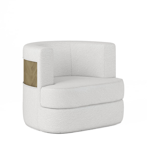 A.R.T. Furniture Cassat Barrel Swivel Chair: Casual Contemporary Design With Washed Oak Finish And 360-degree Swivel Base White Parawood Solids With Ash Embossing,Foam,Fabric 522516-5302