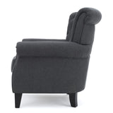 Christopher Knight Home® - Noble House - Merritt Contemporary Fabric Tufted Chair, Dark Gray and Dark Brown