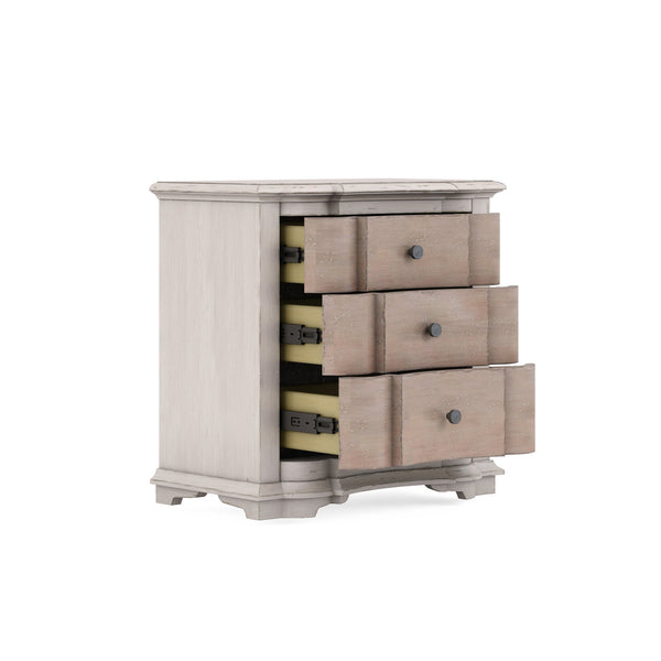 A.R.T. Furniture Alcove Nightstand With Usb Chargers - Elegant Casual Traditional Design, Ample Storage & Style! Light Brown, White Acacia Solids,Maple Veneers,Metal 321140-2801