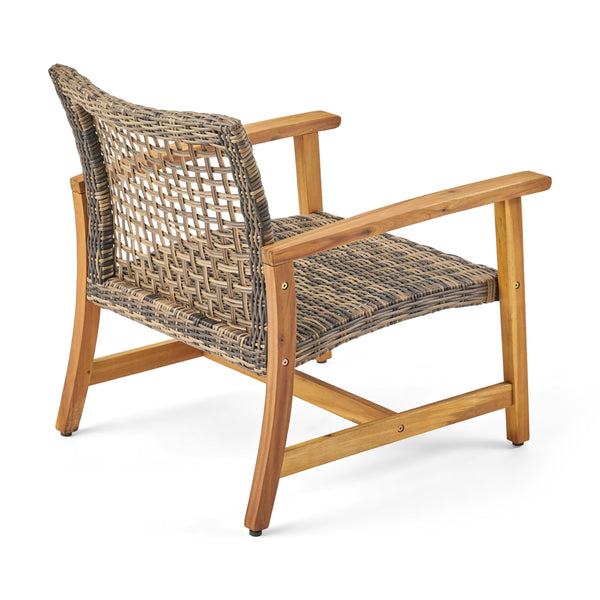 English Elm Christopher Knight Home® - Outdoor Acacia Wicker Club Chairs Set (2) - Natural/Grey Acacia Frame, 400 lb Capacity, All-Weather Comfort 60397.00WTC