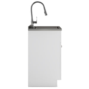 English Elm Beckham - 24" Laundry Cabinet With Durable Stainless Steel Sink & Functional Faucet - White Finish B136P158789