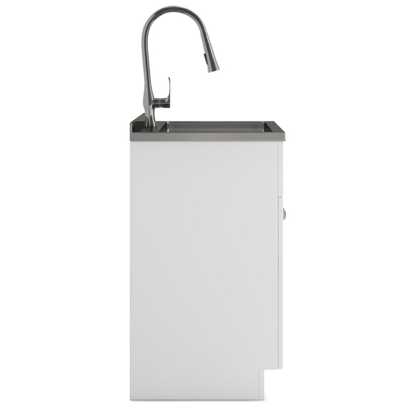English Elm Beckham - 24" Laundry Cabinet With Durable Stainless Steel Sink & Functional Faucet - White Finish B136P158789