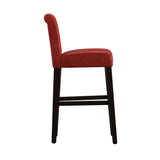 Homelegance By Top-Line Leander Faux Leather High Back Bar Stools (Set of 2) Red Wood