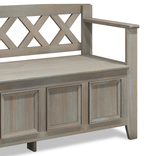 English Elm Amherst Solid Wood Entryway Storage Bench With Distressed Grey Finish, Spacious & Versatile Design B136P158338
