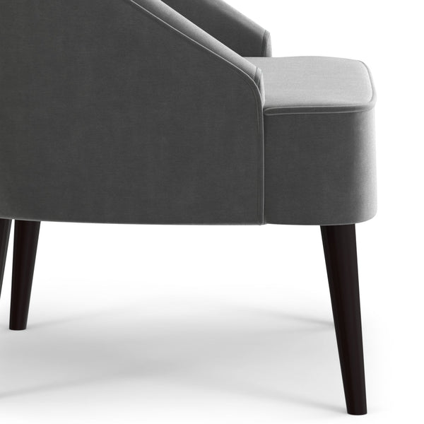 English Elm Harrah Velvet Accent Chair with Tufted Channel Back and Solid Rubberwood Legs, Mid-Century Flair Gray B136P158681