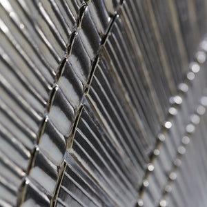 Bernhardt Bernhardt Sculptural Barcelona Credenza In Reclaimed Teak & German Silver Wrap With Embossed Doors (72") 366133