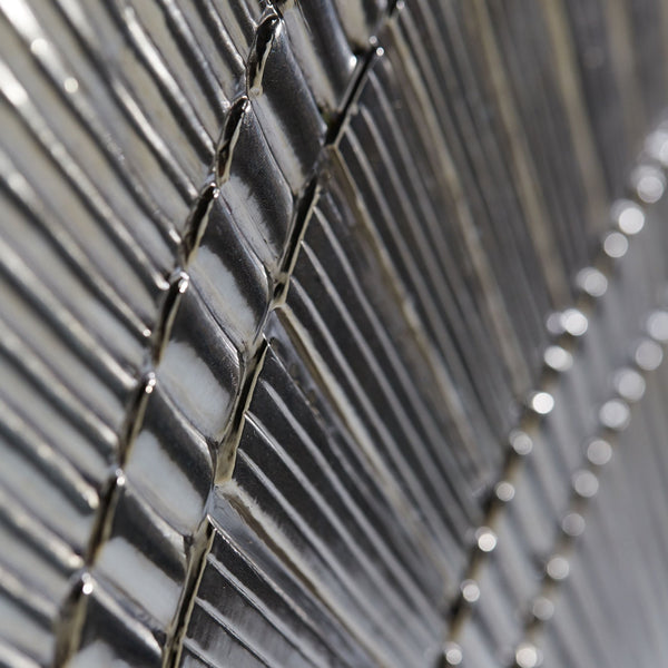 Bernhardt Bernhardt Sculptural Barcelona Credenza In Reclaimed Teak & German Silver Wrap With Embossed Doors (72") 366133