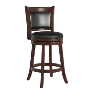 Homelegance By Top-Line Sydney Upholstered Back Swivel 24" Counter Height Stool Black Rubberwood