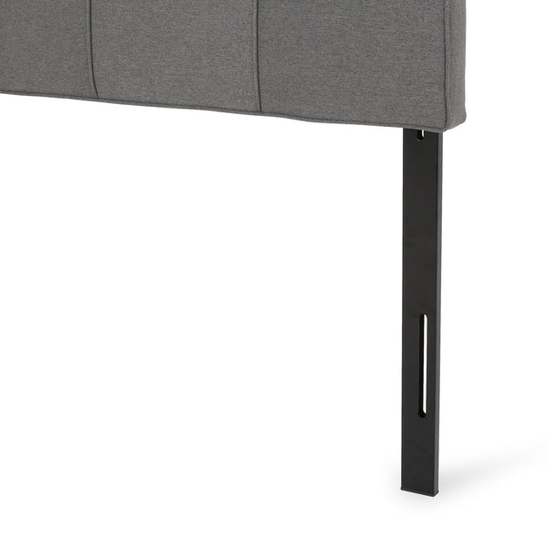 English Elm Christopher Knight Home® - Queen Tufted Linen Headboard with Piped Edges, Adjustable Height 48.5–53", Modern Waffle Stitch Plush Charcoal grey 66868.00CHARGRY