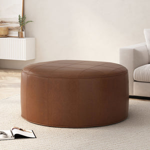 English Elm Ottoman Square Faux Leather Footrest with Rustic Grain Texture for Living Room 71832.00