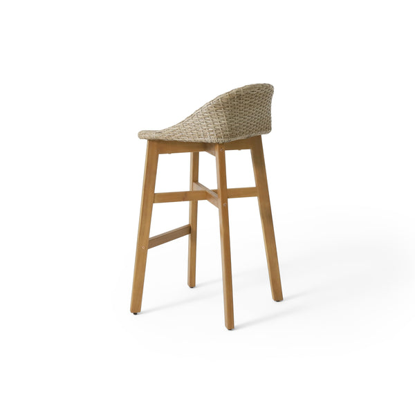 English Elm Christopher Knight Home® - CALERA Beeson 30" Barstool Set of 2 — Acacia Wood Legs, Water-Resistant Wicker Seats, 300 lb Capacity 73532.00MLBRN