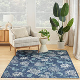 Nourison Garden Oasis GOA03 Machine Made Power-loomed Borderless Design Indoor/Outdoor Tropical Outdoor Rug Navy, Navy 100% Polypropylene 99446959485