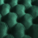 Homelegance By Top-Line Piper Gold Finish Velvet Button Tufted Round Ottoman Green Velvet