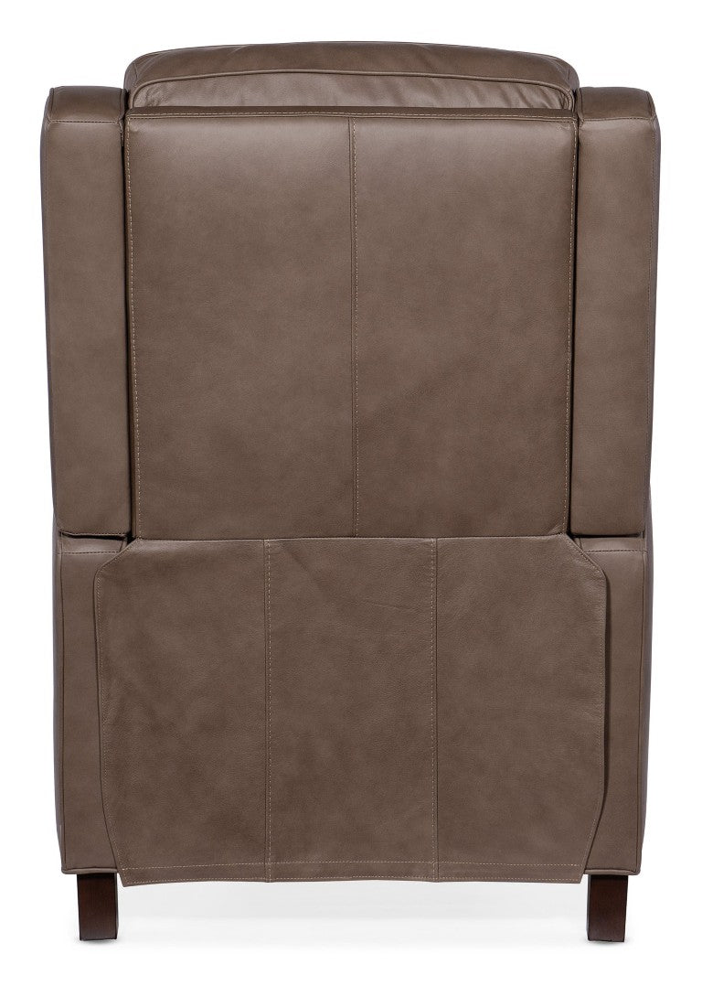 Hooker Furniture Tricia Aspen Lenado Top-Grain Leather Push-Back Recliner, Transitional Scoop Arms, Dark Wood Legs RC110-PB-094
