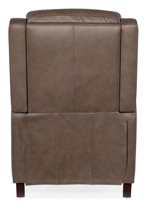 Hooker Furniture Tricia Aspen Lenado Top-Grain Leather Push-Back Recliner, Transitional Scoop Arms, Dark Wood Legs RC110-PB-094