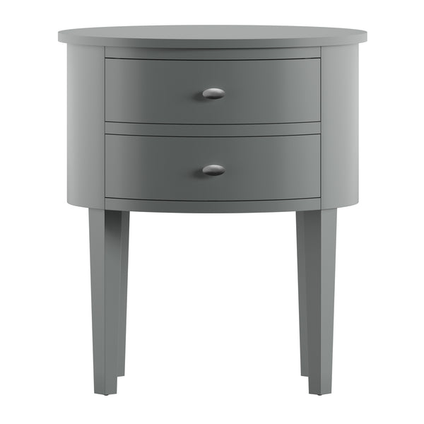 Homelegance By Top-Line Tallon 2-Drawer Oval Wood Accent Table Grey Wood