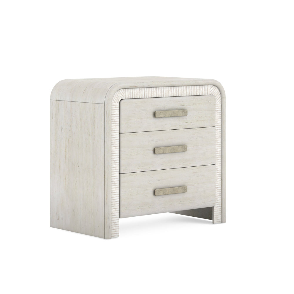 A.R.T. Furniture Ashlar Coastal Modern Nightstand With Usb Ports, 3 Drawers, And Unique Rippling Stone Texture Finish Beige Parawood Solids,Birch Veneers,Resin,Metal 333141-2250
