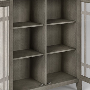 English Elm Bedford Medium Storage Cabinet - Handcrafted Farmhouse Grey With Glass Doors & Adjustable Shelves B136P158489