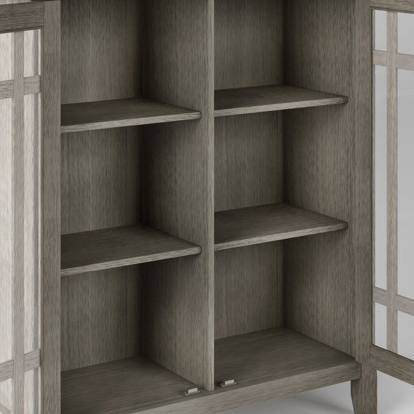 English Elm Bedford Medium Storage Cabinet - Handcrafted Farmhouse Grey With Glass Doors & Adjustable Shelves B136P158489