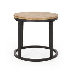 English Elm Christopher Knight Home® - COFFEE Modern Industrial Nesting Table Set — Wire‑Brushed Firwood Tops with Sturdy Iron Frame Durable Style Black 67141.00ANTBLK