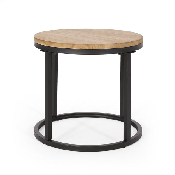 English Elm Christopher Knight Home® - COFFEE Modern Industrial Nesting Table Set — Wire‑Brushed Firwood Tops with Sturdy Iron Frame Durable Style Black 67141.00ANTBLK