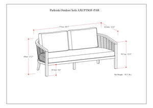 English Elm Parkside Outdoor Sofa Natural - Handwoven HDPE Rattan, Acacia Frame, Water-Resistant Cushions, 73" B136P159395