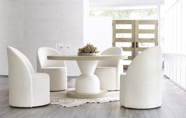 Bernhardt Bernhardt Solaria Round Dining Table With Faux-Stone Pedestal, Quartered Oak Veneer, Seats 4–6 K1736