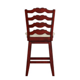 Homelegance By Top-Line Juliette French Ladder Back Counter Height Swivel Stool Red Rubberwood