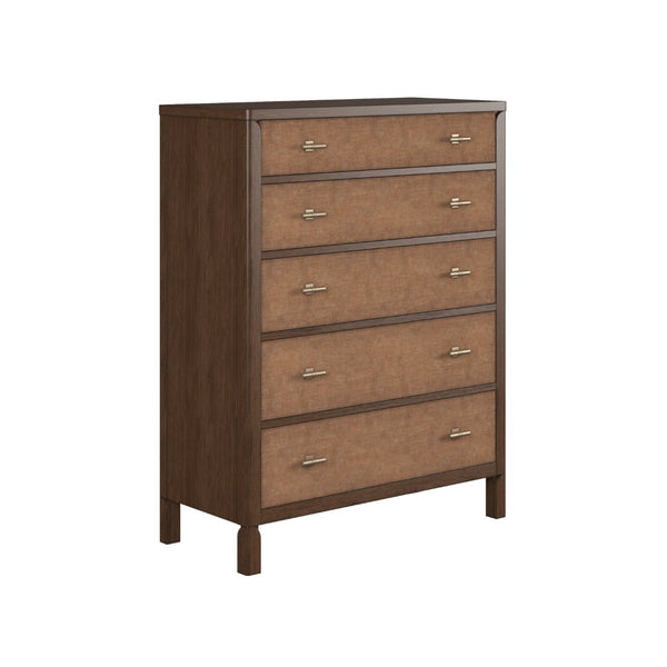 A.R.T. Furniture Verge 5-Drawer Chest - Modern Walnut Finish with Woven Panel Fronts for Stylish Storage Solutions 337150-1960