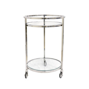 Pasargad Home Blake Bar Trolley - Stylish Stainless Steel And Glass Serving Table For Entertaining Clear Stainless Steel Psad-984
