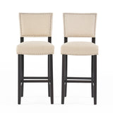 Christopher Knight Home® - Noble House - Mayfield Contemporary Linen Barstool, Dark Beige and Wenge - Set of 2