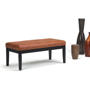 English Elm Lacey Tufted Ottoman Bench In Distressed Saddle Brown - Stylish Storage Solution For Any Room B136P159209