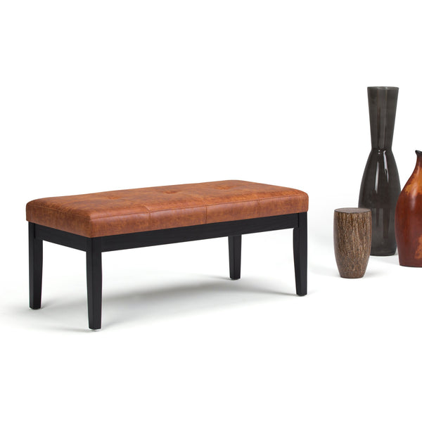 English Elm Lacey Tufted Ottoman Bench In Distressed Saddle Brown - Stylish Storage Solution For Any Room B136P159209