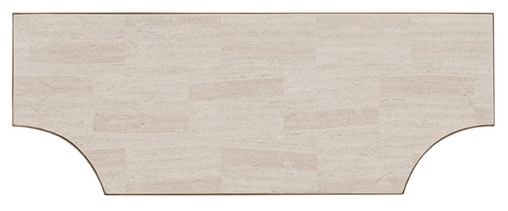 Hooker Furniture Commerce Travertine Console Table With Luxe Metal Frame, Sculpted Shelf For Entryway Storage And Style Gold 7228-80012-00