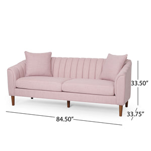 English Elm Christopher Knight Home® - 3-Seater Sofa In Blush Fabric - Contemporary Design With Tufted Accents And Cozy Pillows For Comfort 66957.00ALBLSH_66957.00BLBLSH