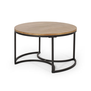 English Elm Christopher Knight Home® - COFFEE Modern Industrial Nesting Table Set — Wire‑Brushed Firwood Tops with Sturdy Iron Frame Durable Style Black 67141.00ANTBLK