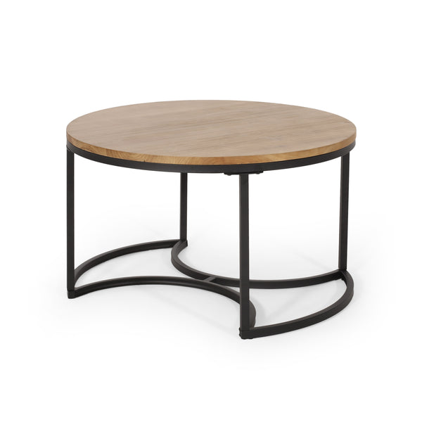 English Elm Christopher Knight Home® - COFFEE Modern Industrial Nesting Table Set — Wire‑Brushed Firwood Tops with Sturdy Iron Frame Durable Style Black 67141.00ANTBLK