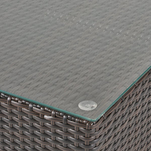 English Elm Christopher Knight Home® - SANTA Outdoor Rattan Dining Table with Tempered Glass Top — Sleek Aluminum Frame, Weather-Resistant Modern Design Brown Multi 64843.00ALUMBRN