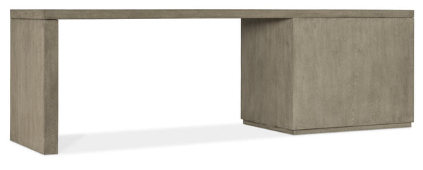 Hooker Furniture Linville Oak 96" Executive Desk In Smoked Mink Finish With Open Cabinet, Adjustable Shelves, Versatile Backplacement 6150-10947-85