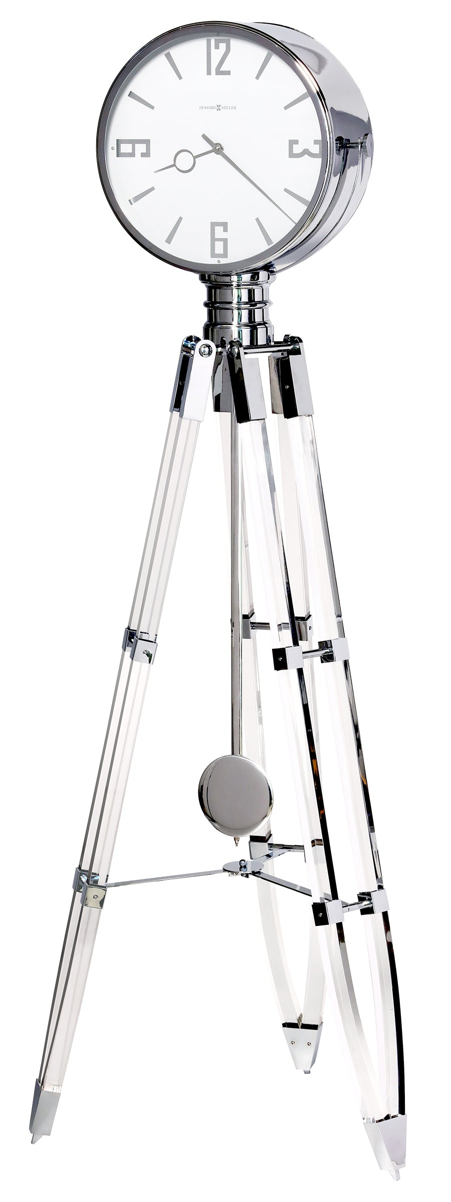 Hekman Furniture 615110 Stunning Tripod Grandfather Clock - Polished Chrome Elegance With Chimes & Unique Design  Chaplin V Acrylic Grandfather Clock 615110