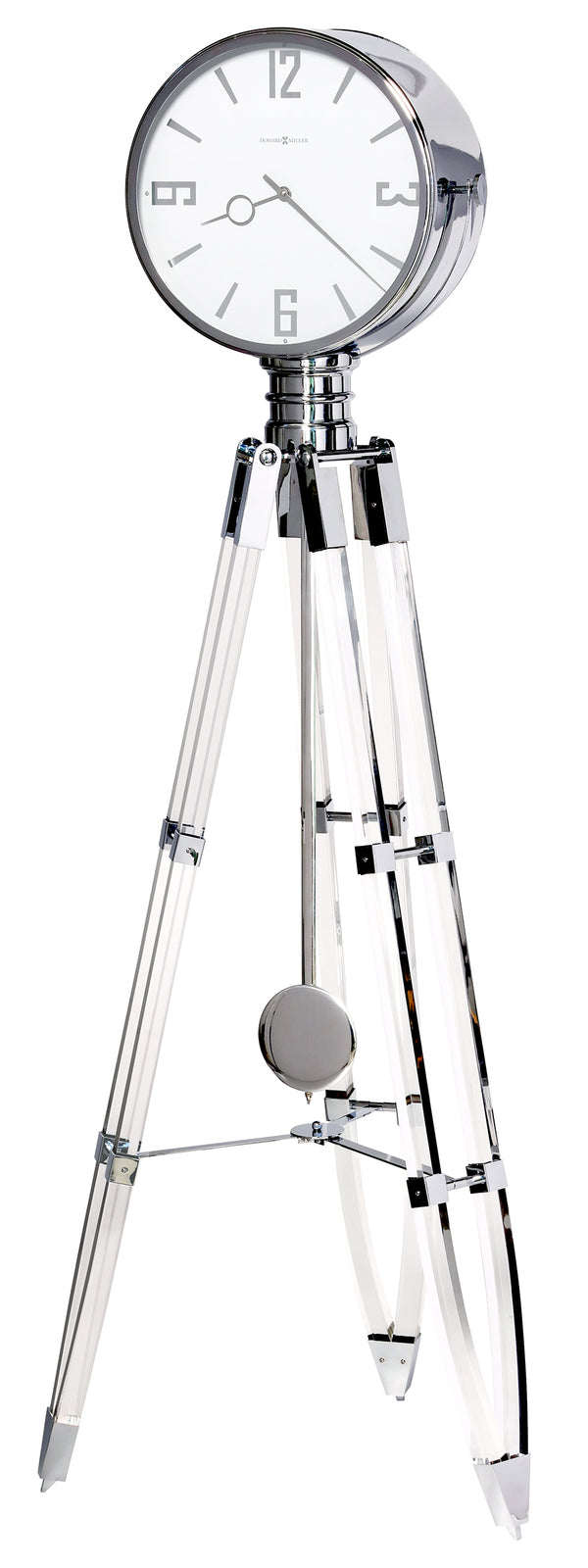 Hekman Furniture 615110 Stunning Tripod Grandfather Clock - Polished Chrome Elegance With Chimes & Unique Design  Chaplin V Acrylic Grandfather Clock 615110